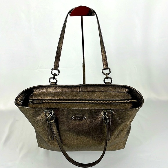 Coach Chicago Ellis Metallic Bronze Pebble Leather Large Tote Bag - Picture 4 of 16